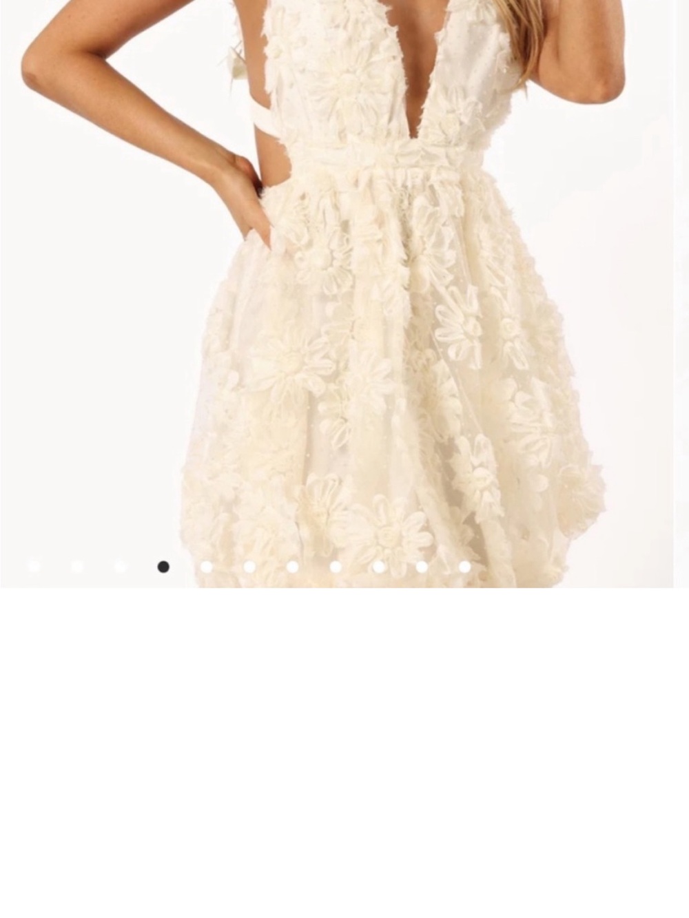 Petal & Pup Ivory Floral Appliqué Mini Dress